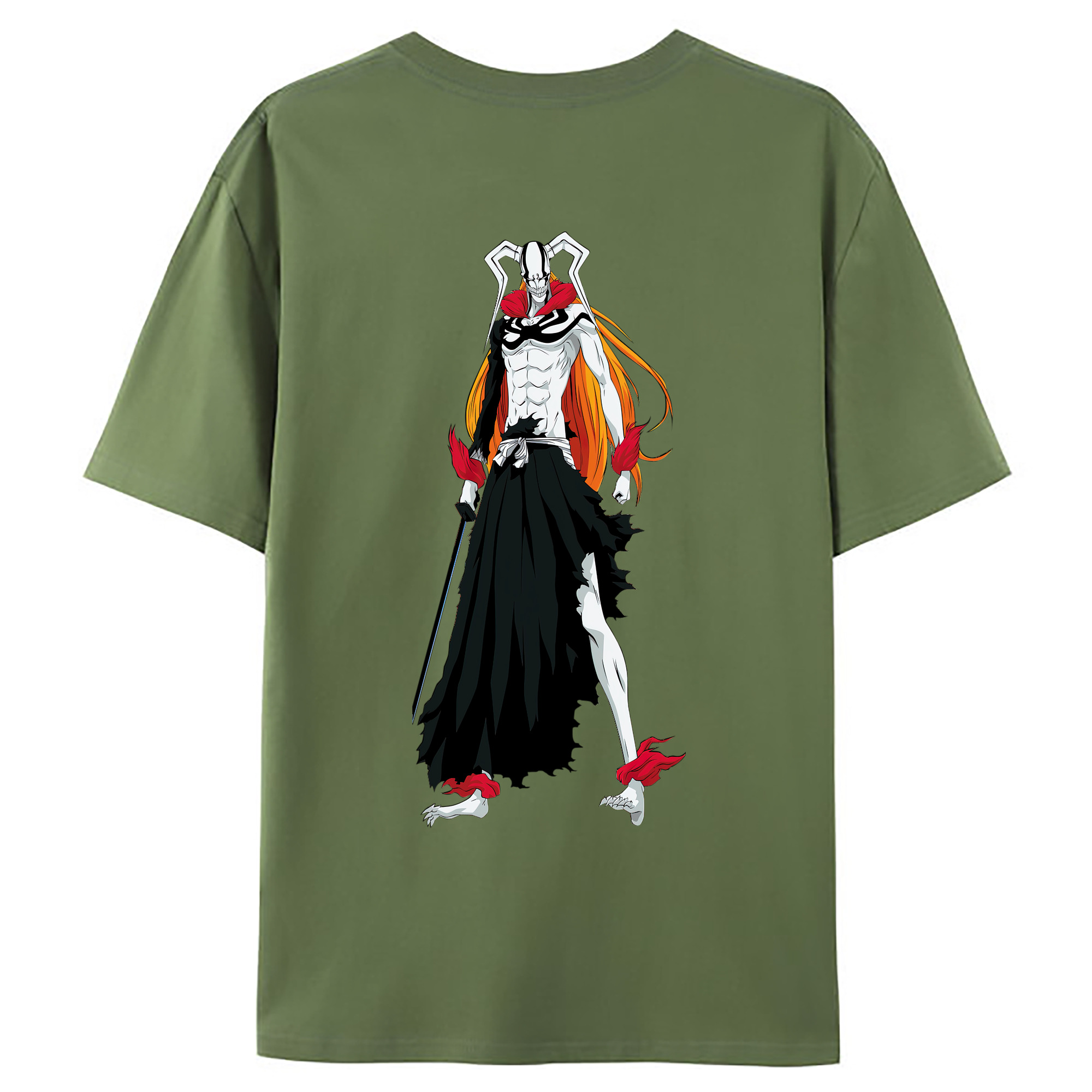 （画像用） ブリーチ 黒崎一護（くろさき いちご）BLEACH Kurosaki Ichigo 綿100％ メンズ半袖Tシャツ（バックプリント） 通気性